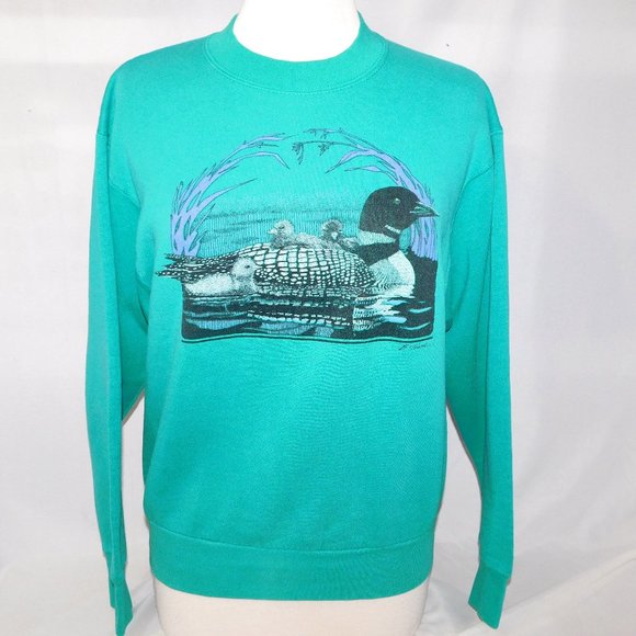 Vintage Tops - Vintage 90's Green Loon mom & Babies womens M Crew neck sweatshirt